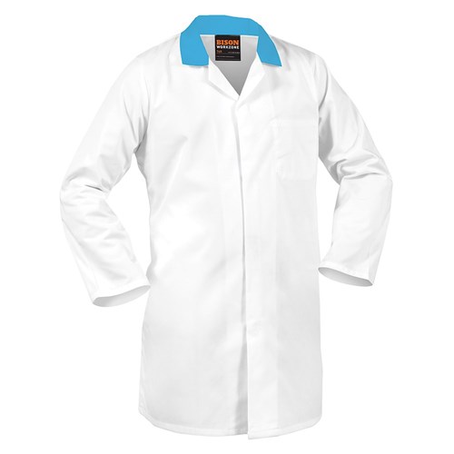 Smartzone Dustcoat 240Gsm Polycotton Domed With Blue Collar (Dfdpcmwsz)