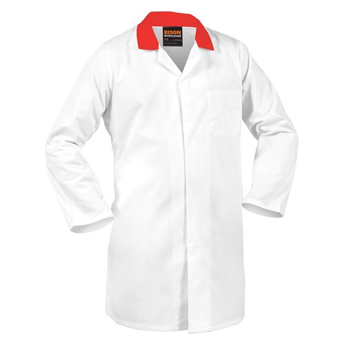 Smartzone Dustcoat 240Gsm Polycotton Domed With Red Collar (Dfdpcmwsz)